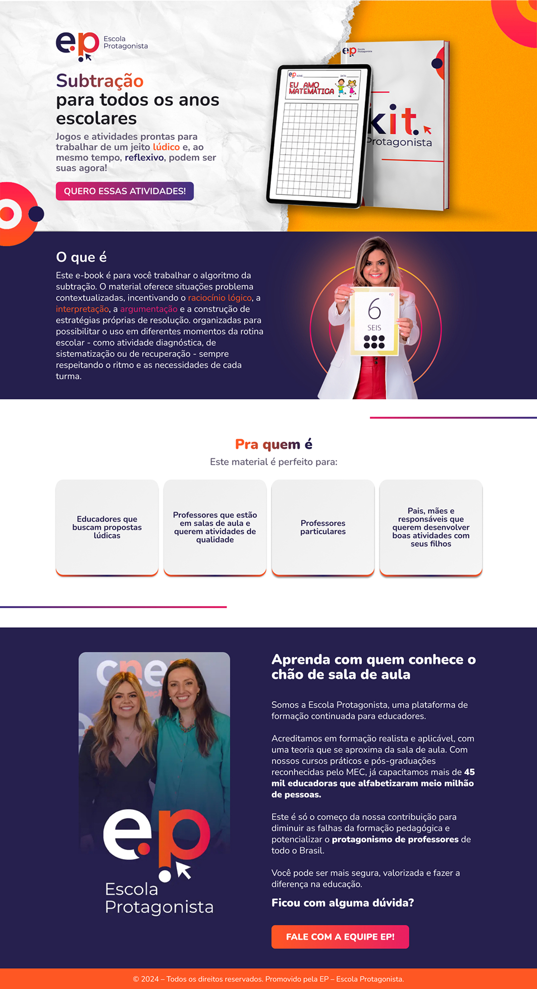 Landing page Projeto Subtração